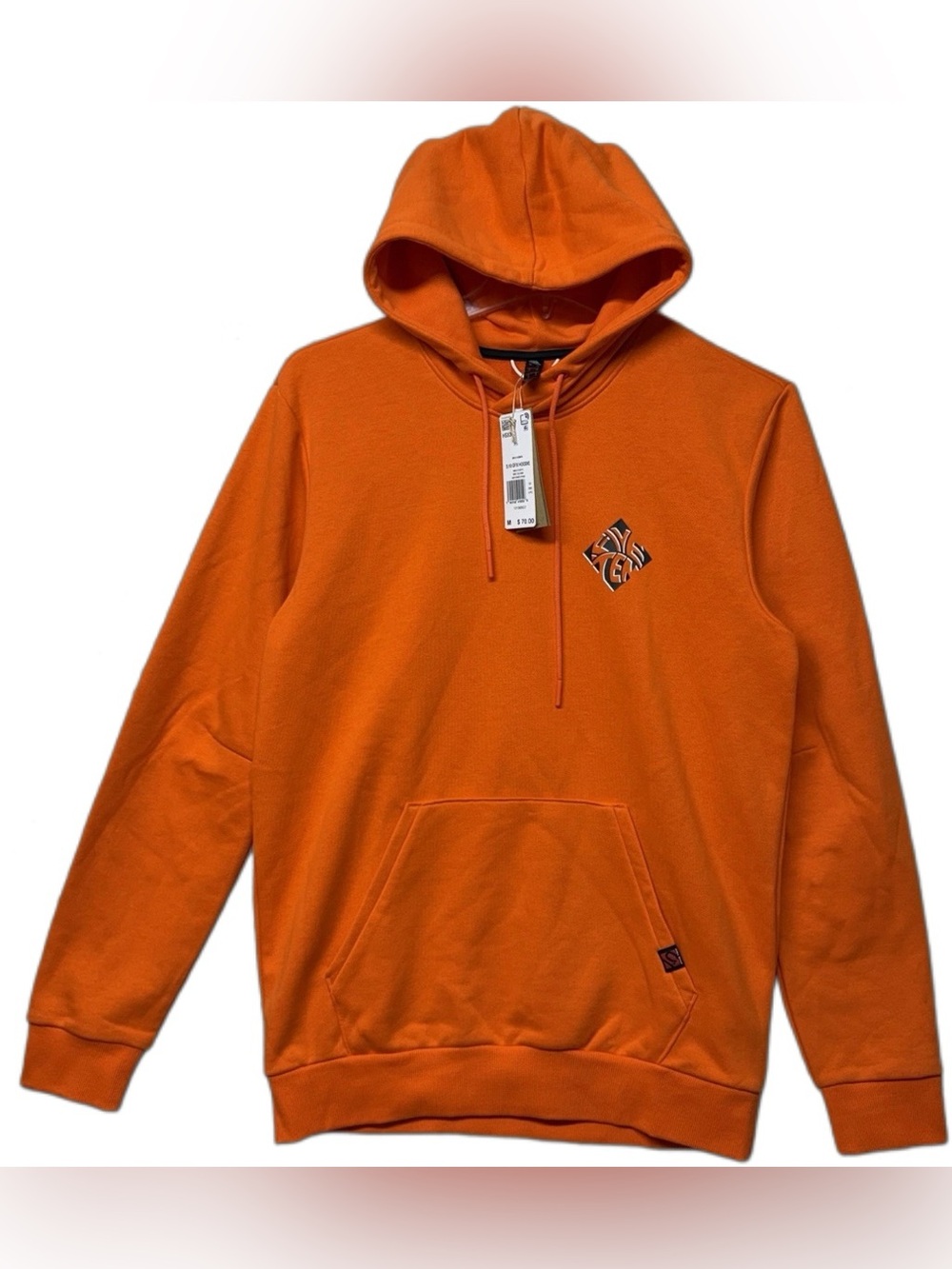 adidas Orange Pullover Hoodie with Geometric Chest Patch
